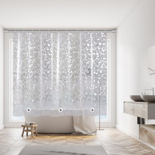 60 inch Height Shorted 8G Waterproof Shower Curtain Liner, Pebble Pattern, 3 Heavy Duty Magnets, Premium EVA Material Not PVC(72W x 60H) - color: Clear Pebble 8g, size: 72"W x 60"L (Pack of 1)