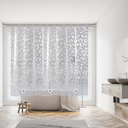 60 inch Height Shorted 8G Waterproof Shower Curtain Liner, Pebble Pattern, 3 Heavy Duty Magnets, Premium EVA Material Not PVC(72W x 60H) - color: Clear Pebble 8g, size: 72"W x 60"L (Pack of 1)