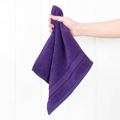 American Soft Linen Salem Washcloth Sets, 4 Piece Luxury 600 GSM 100% Cotton Washcloths for Bathroom, 13x13 inches Washrags Premium Quality Hand Face Towels, Purple - color: Rich Purple, size: 13x13"