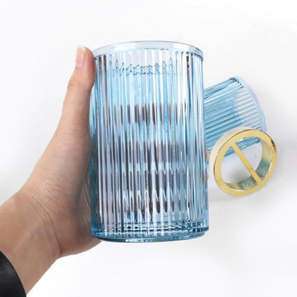 Toothbrush Holders for Bathrooms, 2pcs Blue Glass Toothbrush Holder, Bathroom Toothbrush Cup and Toothpaste Holder with Gold Divider, Tooth Brush and Toothpaste Organizer for Countertop - color: Blue Gold