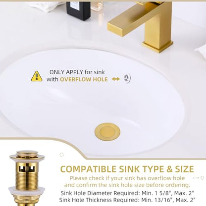 Angle Simple Pop Up Sink Drain Stopper with Overflow, Deep Titanium Gold | Brass Bathroom Sink Stopper Replacement, Fits Lavatory & Vanity Sink with 1.61 to 2 Inches Drain Hole - color: Deep Titanium Gold