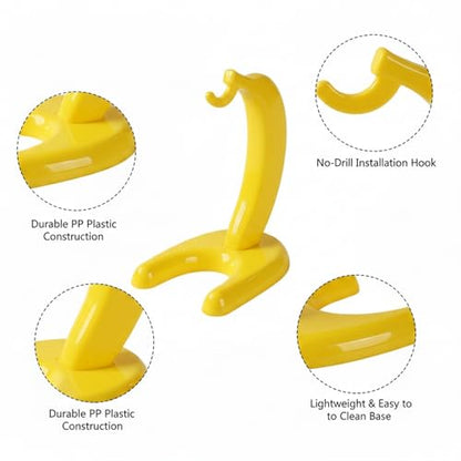 Freestanding Plastic Coat Hook, No-Drill Floor Stand for Entryway & Bathroom, Compact Yellow Rack for Coats, Bags, Towels (1 Pack)