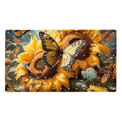 Baby Bath Mat Non Slip 26.8"x15.1" Bathtub Mat for Baby Eco Friendly Durable Bath Mat for Tub Non Slip Kids Tub Mat with Suction Cups, Butterflies Sunflower - color: Multi 10