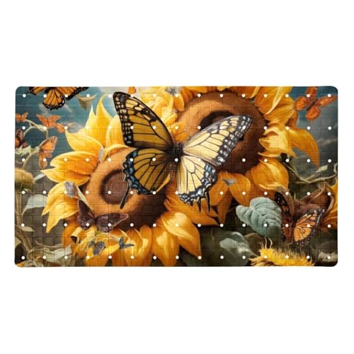 Baby Bath Mat Non Slip 26.8"x15.1" Bathtub Mat for Baby Eco Friendly Durable Bath Mat for Tub Non Slip Kids Tub Mat with Suction Cups, Butterflies Sunflower - color: Multi 10
