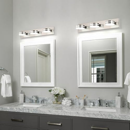 3-Light Bathroom Vanity Light, Brushed Nickel Bathroom Light Fixtures Over Mirror, LED Vanity Lights with 360°Rotating Lamp Head(24in) - color: Nickel-Dimmable