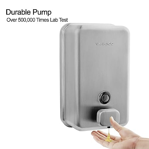 Wall Mounted Commercial Soap Dispenser Bathroom, Vertical Brushed | 1100ml 37oz Stainless Steel Liquid Hand Sanitizer Dispenser - color: Vertical Brushed
