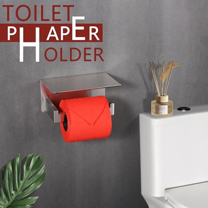LANC Bathroom Toilet Paper Holder with Shelf, Brushed Nickel Toilet Paper Roll Holder with Wipes Shelf for Bathroom Wall Mounted, 304 Stainless Steel TP Holder, A8367BN - color: Brushed Nickel, size: Right