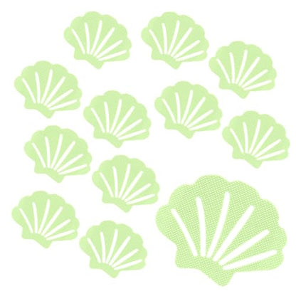 12 Pcs Luminous Green Bathtub Stickers Non Slip Sea Shell | Adhesive Decals, For Floor, Ladders, Bath Tub, Stairs, Bathroom, Shower Stickers - color: Luminous Green