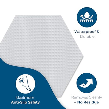 Anti-Slip Shower Stickers - Help Reduce Slipping in Bathtub & Shower, Clear Non-Slip Bath Strips, Strong Adhesive Bathtub Appliques Suitable for Homes with Kids, Adults & Seniors - 24 Pcs - Homergy - size: Hexagon