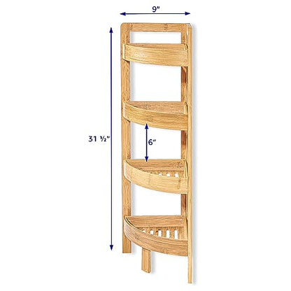 31.5" 4 Tier Bamboo Corner Storage Shelf By Trademark Innovations - style: Slatted