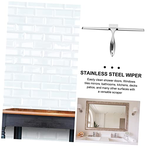 Stainless Steel Shower Squeegee Adhesive Hook 14-Inch Blade Window Cleaner for Shower Glass Doors Car Windows and Bathroom Use