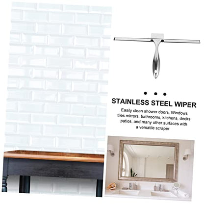Stainless Steel Shower Squeegee Adhesive Hook 14-Inch Blade Window Cleaner for Shower Glass Doors Car Windows and Bathroom Use