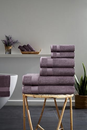 Ozdilek 6-Piece Bath Towel Set, 2 Bath, 2 Hand, 100% Cotton Turkish Towels, 2 Bath Towels (30x60/550 GSM), 2 Hand Towels (16x30/575 GSM), 2 Washcloths (13x13/600 GSM) (Orchid Purple) - color: Orchid