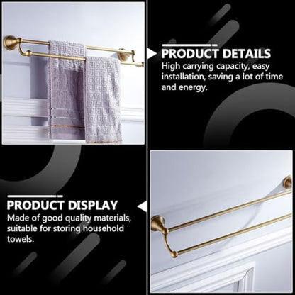 Brass Double Towel Bar Wall-Mounted Rack 55cm Antique Finish Bathroom Storage Holder Bathroom Towel Shelf Home Rack