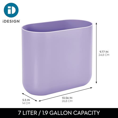 iDesign Small Slim Plastic Bathroom Trash Can, Purple | Garbage Can for Bedroom, Office, Desk, Dorm - color: Wisteria, style: Pack of 1