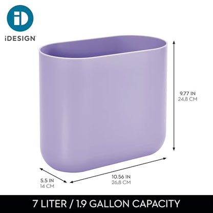 iDesign Small Slim Plastic Bathroom Trash Can, Purple | Garbage Can for Bedroom, Office, Desk, Dorm - color: Wisteria, style: Pack of 1
