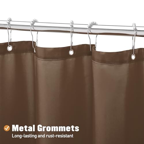 MitoVilla Fabric Small Shower Stall Curtain Liner, 36" W x 72" H Bathroom Shower Curtain Liner, Hotel Quality, Washable, Water Repellent, Brown Bath Shower Liners - color: Fabric - Brown, size: 36"W x 72"L (Pack of 1)