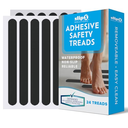 SlipX Solutions Non Slip Bathtub Stickers, 24 Strip Treads, 7.5X.75, Black | Reliable Grip For Tubs, Showers, Stairs & More, Easy Install, Strong Adhesive, Microban Infused, Design Your Own Pattern - color: Black, size: 24-Count