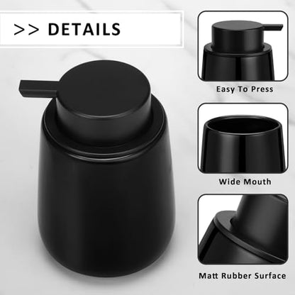 Soap Dispenser Ceramic with Easy-to-Press Pump Hand Lotion Liquid Dispenser for Shampoo Bathroom Kitchen 12 oz - color: Shinyblack