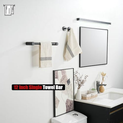 JQK Towel Bar Black, 14.5 Inch 304 Stainless Steel Thicken 0.8mm Towel Rack Bathroom Wall Mount, Useable Length 12 Inch, TB610L12-PB - color: Black, size: 14.5 Inch