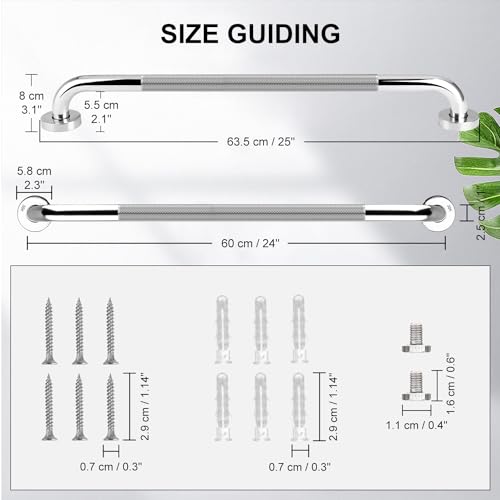 supregear Grab Bars for Bathtubs and Showers (2-Pack), Anti-Slip Stainless Steel Bathroom Safety Handle, Heavy Duty Grip Bars for Handicap Elderly Senior, 24 in - size: 24 Inch