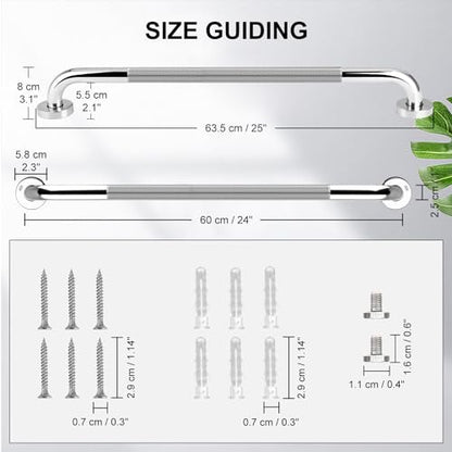 supregear Grab Bars for Bathtubs and Showers (2-Pack), Anti-Slip Stainless Steel Bathroom Safety Handle, Heavy Duty Grip Bars for Handicap Elderly Senior, 24 in - size: 24 Inch