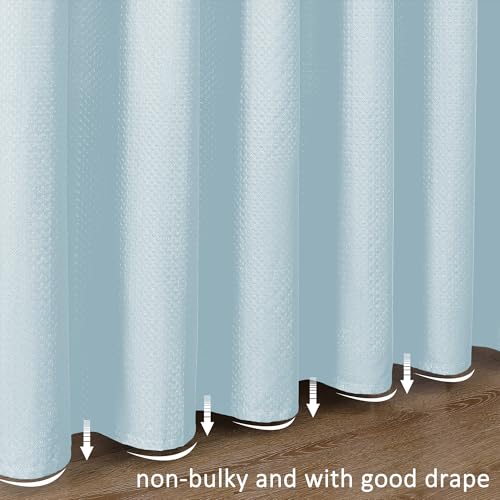 Aiyufeng Ice Blue Shower Curtains for Bathroom，Dot Like Embossed Textured Waterproof Soft Polyester Cloth Shower Curtain，Hotel Spa Machine Washable，72Wx72L - color: Ice Blue, size: 72"W x 72"L (Pack of 1)