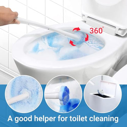 Disposable Toilet Brush Holder Set Toilet Wand (Pack of 2) Toilet Cleaner Scrubber with 24 Refills - size: 2 brushes+24 Refills