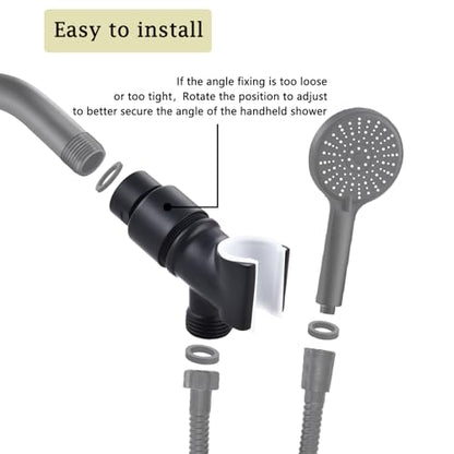 All Metal Handheld Shower Head Holder, Adjustable Shower Wand Holder with Brass Pivot Ball，Shower Arm Holder Mount for Connecting Shower Arm and Shower Hose，Black - color: Black