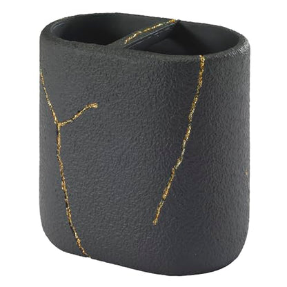 Nicole Miller - Toothbrush Holder, Resin Countertop Accessories, Dorm Room Essentials (Sydney Collection, Black/Gold) - size: Toothbrush Holder