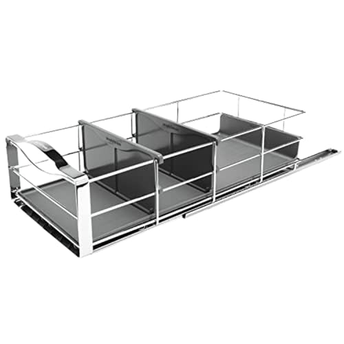 simplehuman 14 inch Pull-Out Cabinet Organizer, Heavy-Gauge Steel Frame, gray - size: 14-Inch
