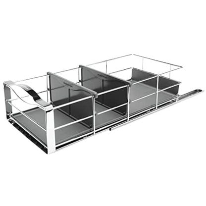 simplehuman 14 inch Pull-Out Cabinet Organizer, Heavy-Gauge Steel Frame, gray - size: 14-Inch