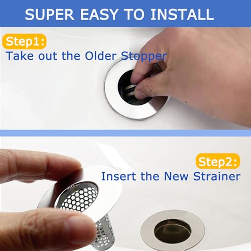 Bathroom Sink Drain Strainers for 1.1"-1.25" Depth Than 1.6" Drain Hole Catcher for Bathroom Sink,Laundry, Utility, RV Sink.Small Conical Bathroom Sink Strainer Basket - size: 0.94 inch Mouth Wide