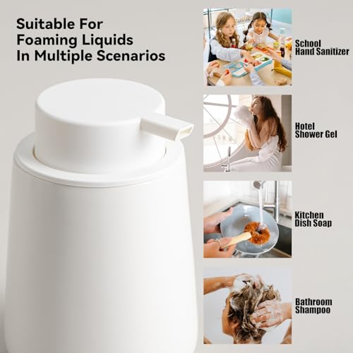 Foaming Soap Dispenser Set - 2 Pack White Ceramic Foam Hand Soap Dispenser for Bathroom, Hand Wash Dispenser Bottle with Foam Pump for Kitchen, 12 Oz Refillable Dish Soap Foam Dispenser 2 Pcs - color: White-2 Pack