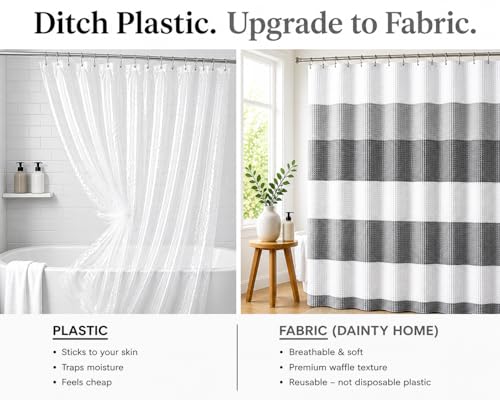 Dainty Home Ombre Waffle Weave Shower Curtain 70 x 72 Grey Textured Fabric Shower Curtain, Hotel Style Waffle Weave Bathroom Curtain, Water Resistant Polyester Ombre Shower Curtain - color: Grey Smoke