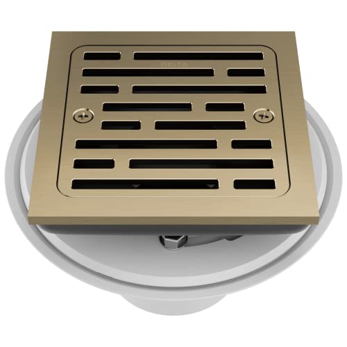 Delta Faucet 4 Inch Tile-In Square Shower Floor Drain Gold, Shower Drain Kit, Square Shower Drain, Chrome Shower Drain, Shower Floor Drain, Champagne Gold DT062412-CZ - color: Champagne Bronze