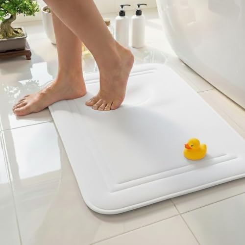 Memory Foam Bath Mat 31x20, Non Slip, Machine Washable, Quick Dry & Absorbent Rugs, Bath Mats for Bathroom Floor, Tub & Shower, Bathroom Rug, White - color: White, size: 31 x 20 Inch