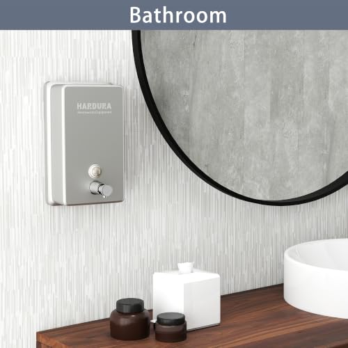 HARDURA Commercial Soap Dispenser Wall Mount Stainless Steel | Vertical, Manual Liquid Pump, Rust-Proof, Leak Free for Bathroom, 43.96oz (1300ml)
