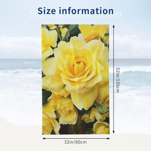 Yellow Rose Bath Towel Super Absorbent Beach Towels Microfiber Bathroom Towel 32 x 52 Inch - color: Yellow Rose