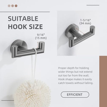 Angle Simple Double Towel Hook, SUS304 Stainless Steel Bathroom Robe Hook for Wall, Hand Towel Holder, Gunmetal Gray - color: Gunmetal Gray, size: 1 Pack