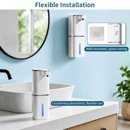 2 Pack Automatic Foaming Soap Dispenser Touchless, Digital Display, 14.2oz | 4-Level Adjustable, USB-C Rechargeable, IPX5 Waterproof, Wall Mount Soap Dispenser for Bathroom Kitchen Dish and Hand Soap