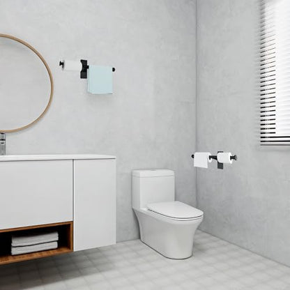 Double Roll Toilet Paper Holder, OBODING, Black Stainless Steel Toilet Paper Holder, Adhesive or Drilling Toilet Roll Holder Wall Mount for Bathroom (Black) - color: Black