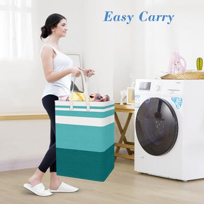 BlissTotes 3-Pack Laundry Basket, Collapsible Laundry Hamper, Green, 100L | Laundry Clothes Hamper, Hampers for Bedroom, Freestanding Hamper with Handles, Clothes Laundry Basket - color: Green, size: 100L