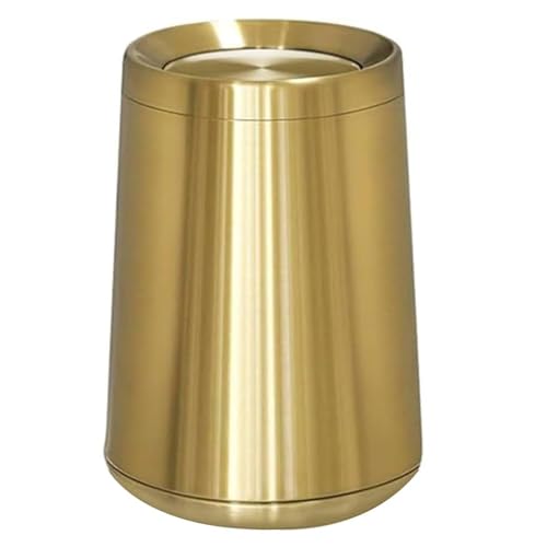10 L/3 Gallen,Gold Small Trash Can for Bathroom,Brushed Stainless Steel Garbage Can with Flipping Lid,for Bathroom,Living Room,Bedroom,Hotel,Conference Room(Gold) - color: Gold