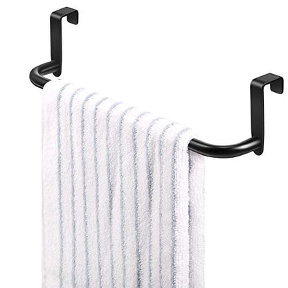 2 Pieces Metal Towel Bar Kitchen Cabinet Steel Towel Rack Bar for Hanging on Inside or Outside of Doors, Home Kitchen Bathroom(Black) - color: Black