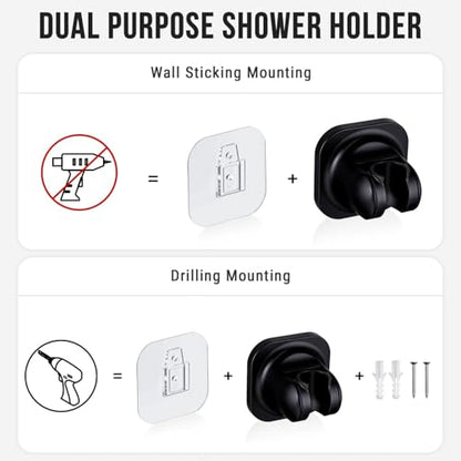 G-Promise 6.1 Inch Low-level Shower Diverter with Holder (Matte Black) | All Metal Construction, 3 Spray Settings, 6.1 Inch Low Diverter, Dual Mount Shower Holder, Standard Thread Connection - color: Matte Black, size: 3-Settings