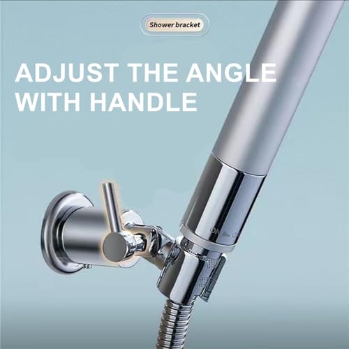 All Metal 180 Adjustable Shower Wand Holder with Handle, Wall Mount, Handheld Shower Head Bracket