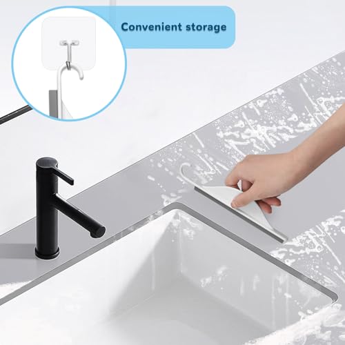 Daily Treasures 2PCS Rubber Squeegee for Shower Glass Door - Black Shower Squeegee with Hook and Small Squeegee, Extended 8.6'' Handle, for Car Windows, Tiles, Mirror and Bathroom Doors