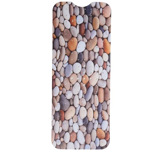 ENKOSI Non-Slip Bath & Shower Mat 40x16 Extra Long, Suction & Drain Holes | Pebble Stone spa look; Durable PVC; 40x16 in, Pebble Stone - color: Pebble Stone