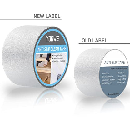 Yorwe Anti Slip Tape Transparent, More Clear and Comfortable Safety Track Tape (4" Width x 190" Long, Clear) - size: 4" Width x 190" Long